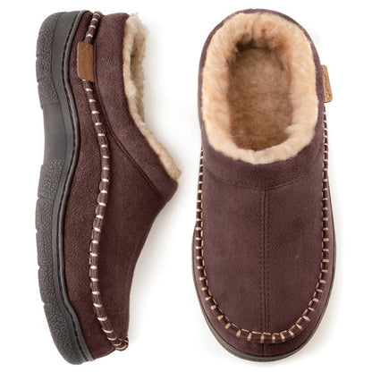 🎁Winter Sale 50% Off🎄Men's Non-Slip Warm Plush Wide Toes Slip-On Slippers
