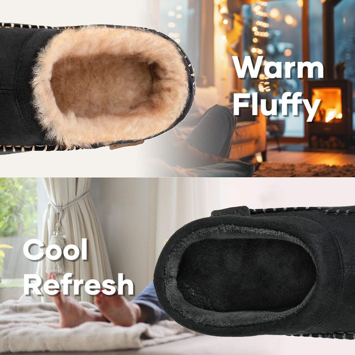 🎁Winter Sale 50% Off🎄Men's Non-Slip Warm Plush Wide Toes Slip-On Slippers