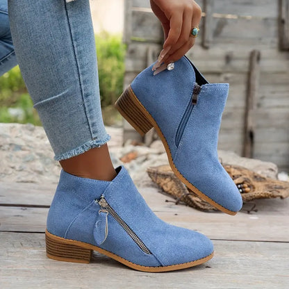 LAST DAY 50% OFF❤️ Women’s Comfort Walking Ankle Boots – Low Heel, Zipper Closure, Orthopedic Arch Support