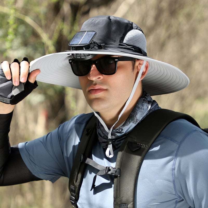 2025 New Wide Brim Solar Fan Outdoor Fishing Hat-Solar & USB Charging