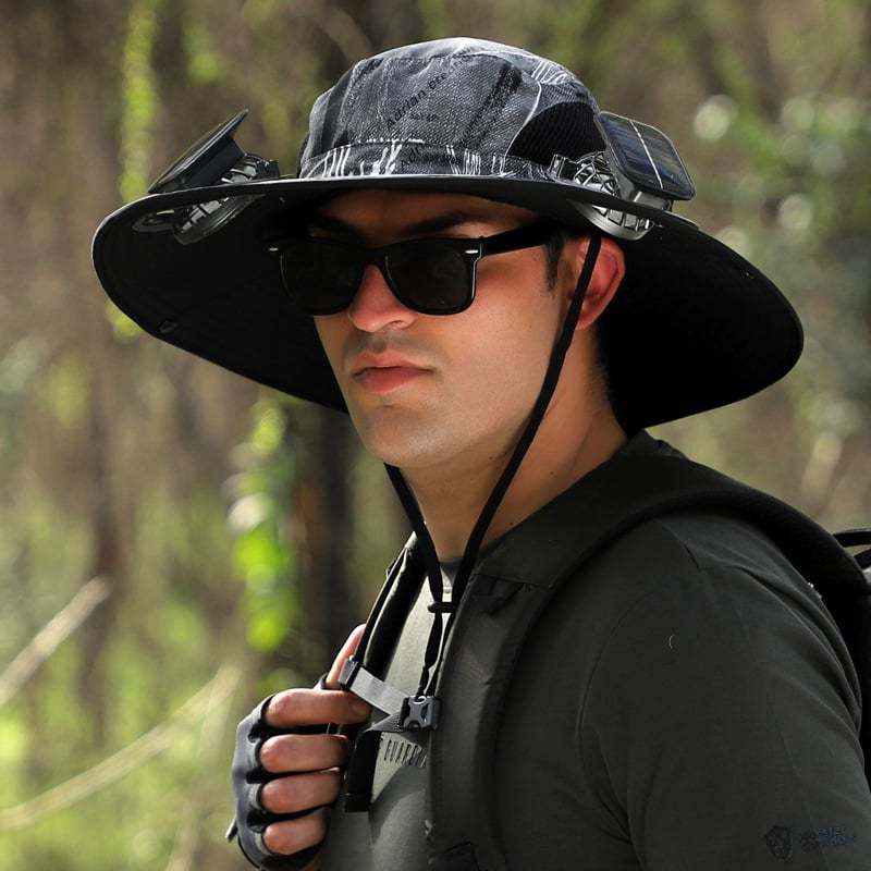 2025 New Wide Brim Solar Fan Outdoor Fishing Hat-Solar & USB Charging