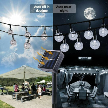 Luces LED de cadena para exteriores con energía solar, impermeables