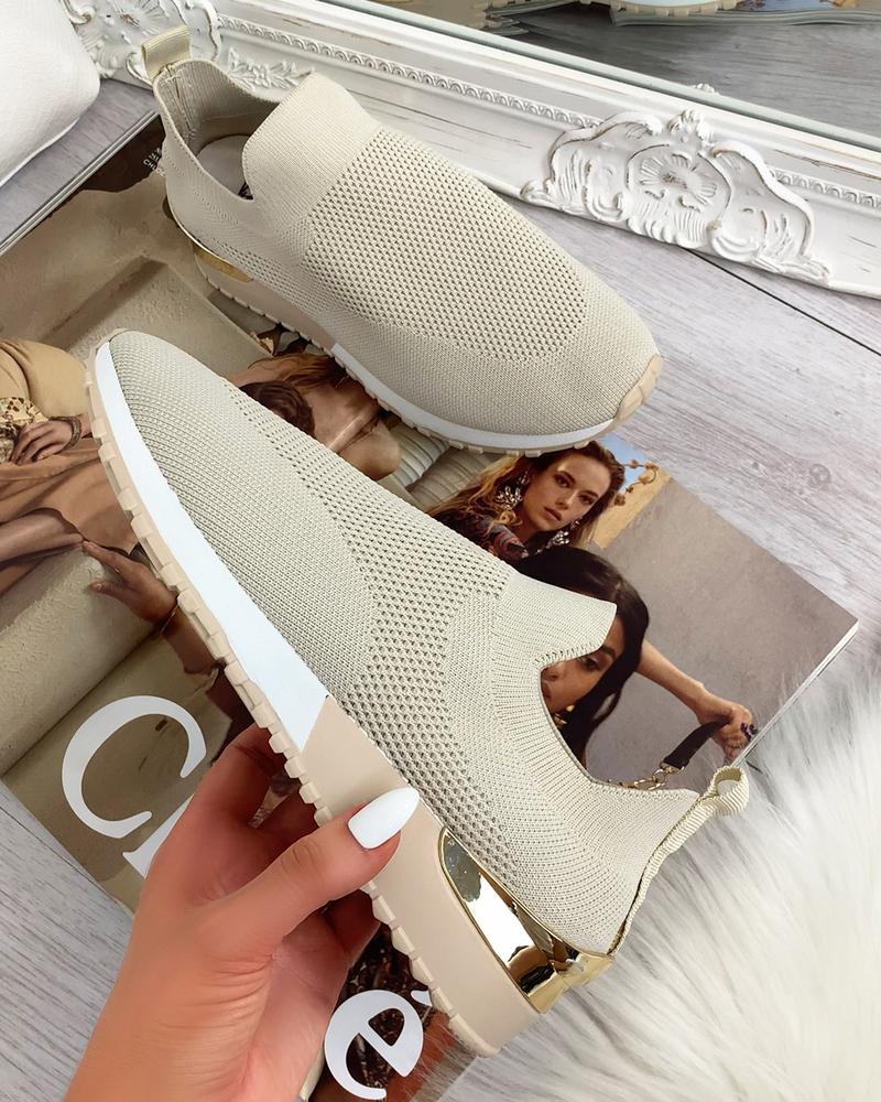 Women's Sneakers Elastic Slip on Flat Walking Shoes